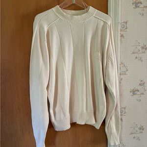 Claiborne Men’s Sweater MEDIUM Cotton VTG Cream EUC 1990”s